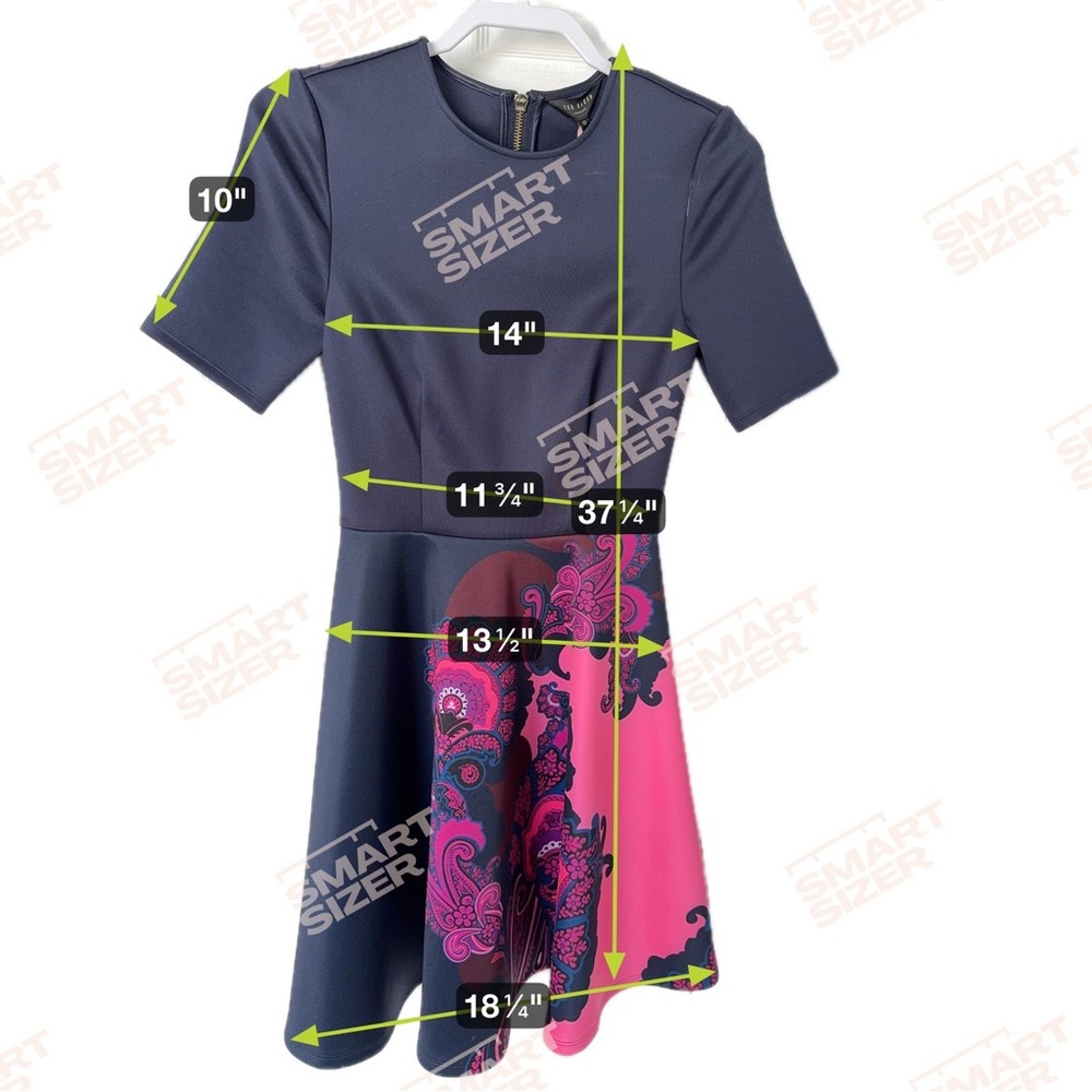 Ted Baker Blue and Pink Fit and Flare Dress for Wedding Guest